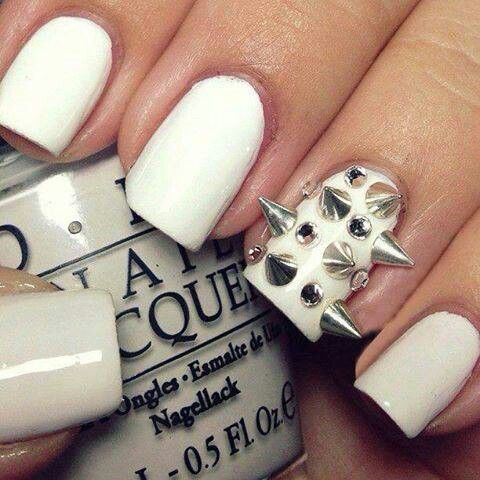 White Nails with Studs