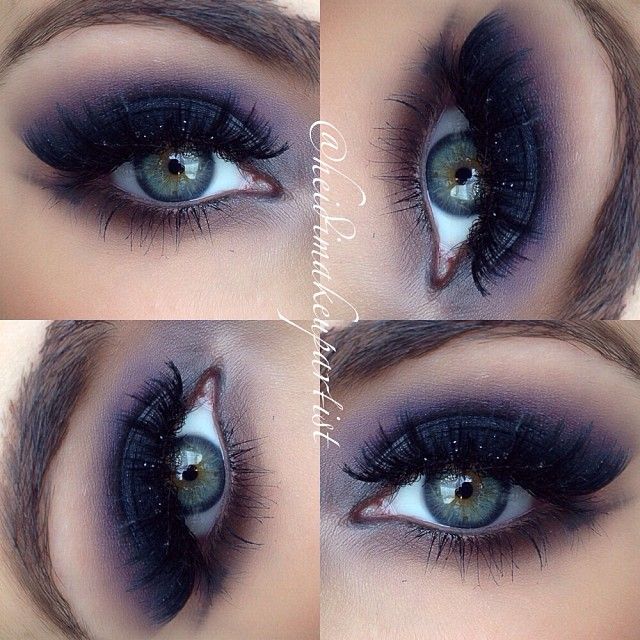 Purple Glitter Eyes with Thick Lashes