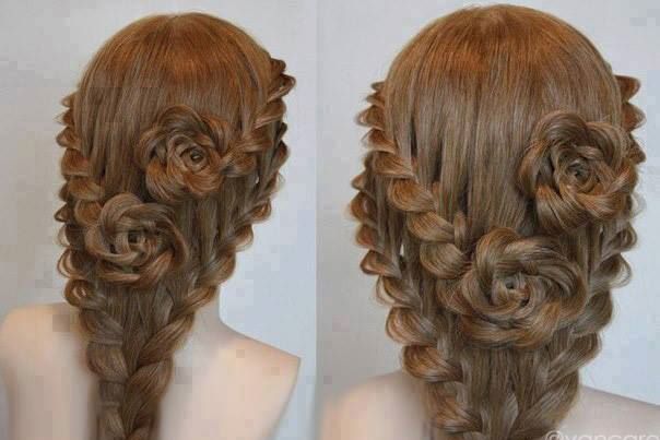 Lace Braid Roses For Long Hair via