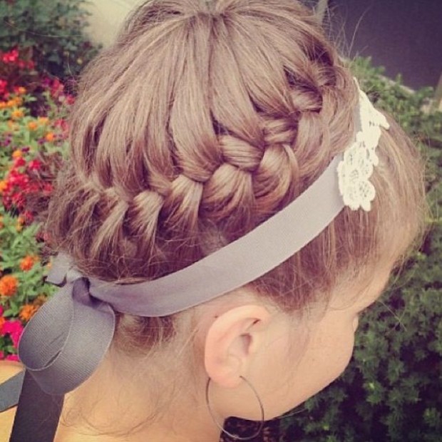 Braided Crown Hairstyle for Little Girls via