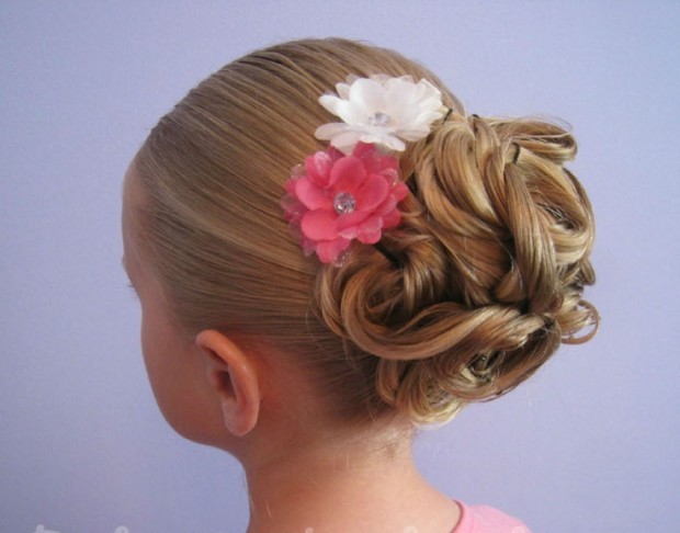 Twisted Bun Hairstyle for Little Girls via