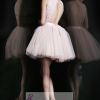 Beaded Lace Tulle White Party Dress With Keyhole Back