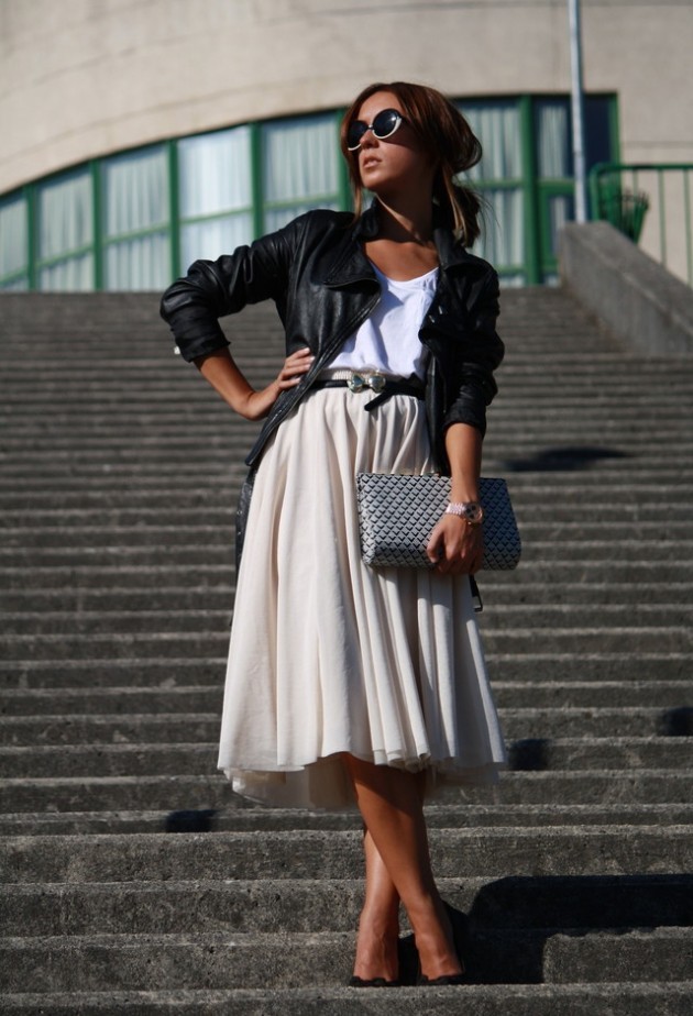 Beige Midi Skirt Outfit