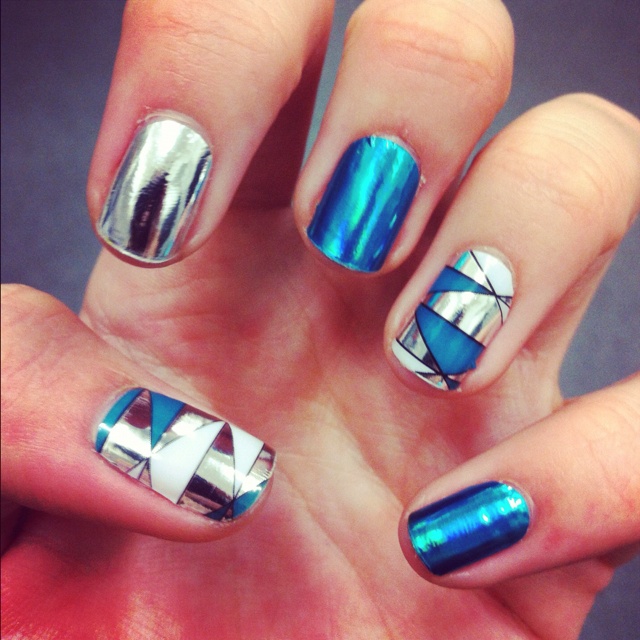 Blue and Sliver Nails