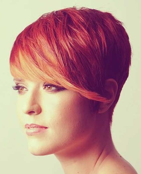 Colored Short Hairstyle With Side Bangs