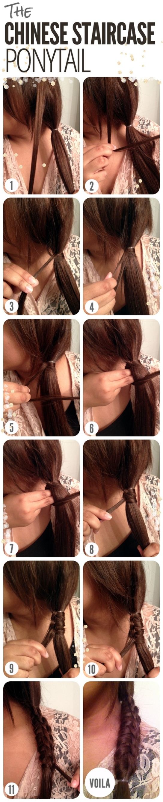DIY Chinese Staircase Ponytail Hairstyle via