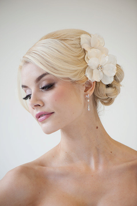 Floral Bun Bride Hairstyle via
