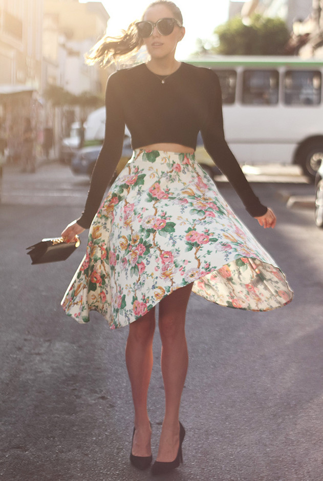 Floral Midi Skirt Outfit