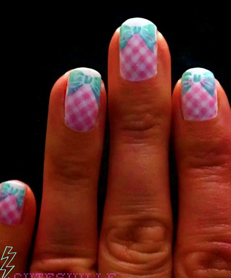 Gingham Nails with Bows