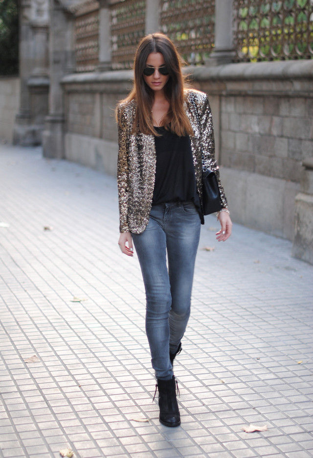 Golden Sequined Jacket for Party