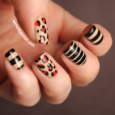 Leopard and Striped Nails