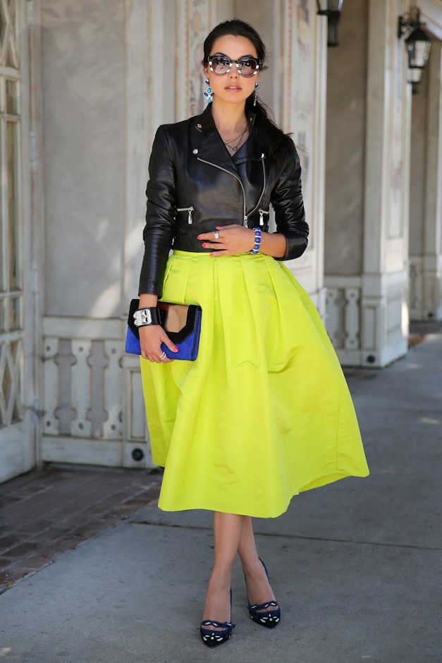Luminous Yellow Midi Skirt Outfit