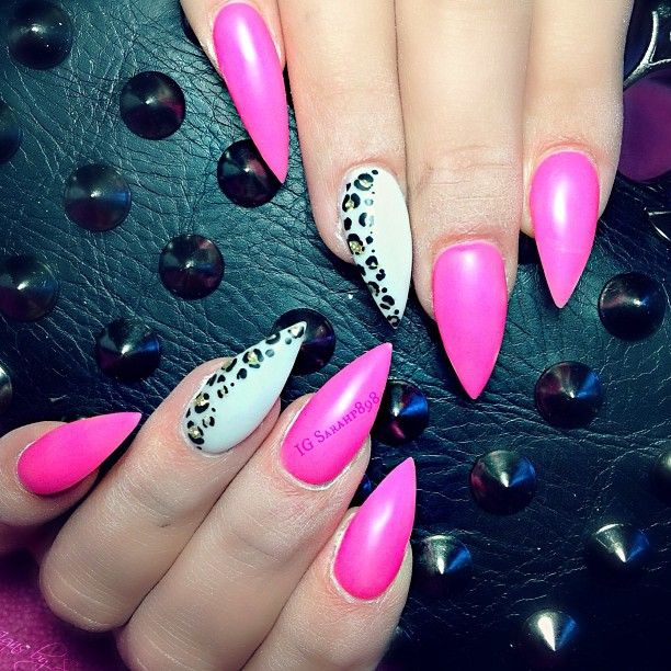 Pink Nails with Animal Print