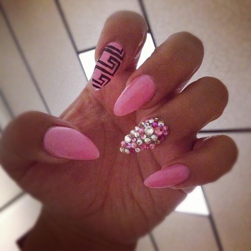 Pink Nails with Glitter