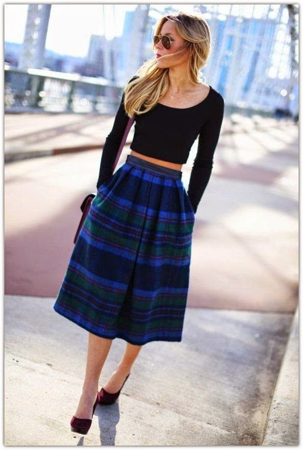 Plaid Midi Skirt Outfit