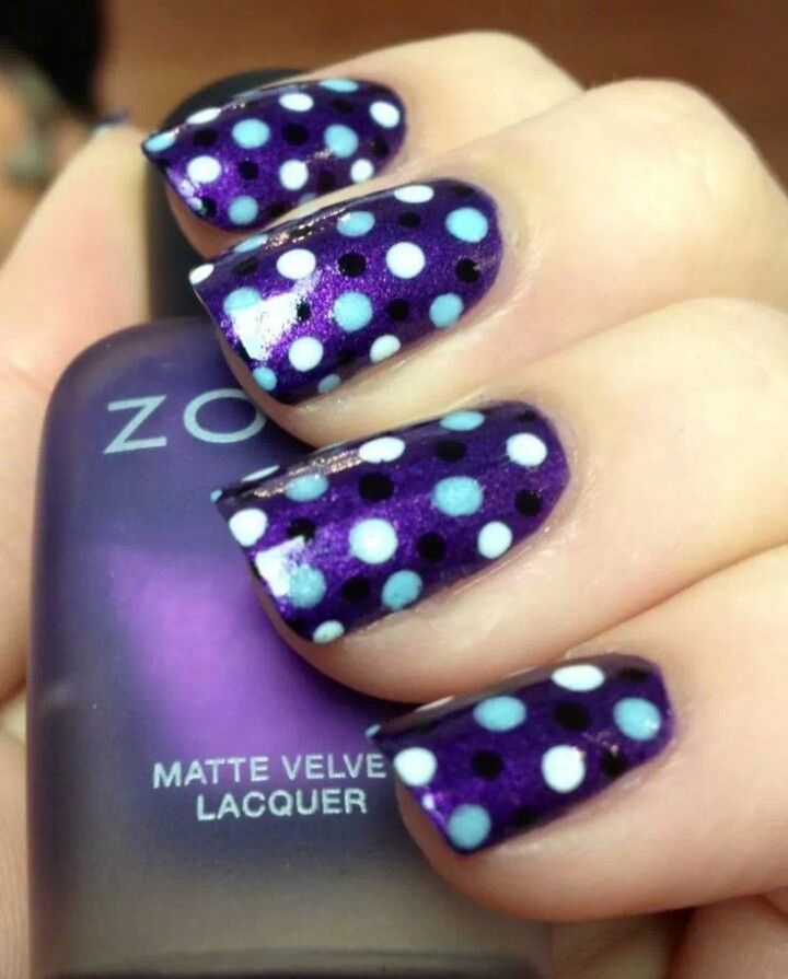 Purple Nails with Dots