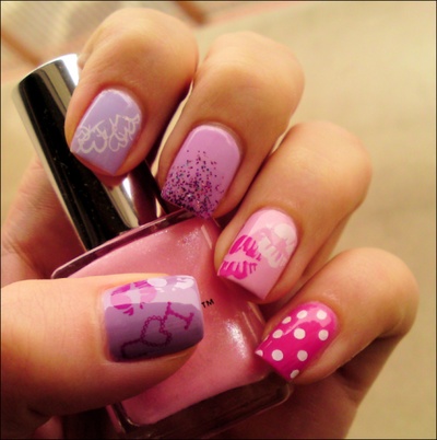 Purple and Pink Nails