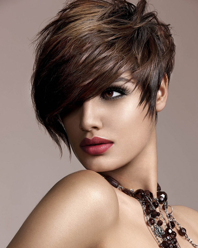 Short Brown Hairstyle With Side Bangs