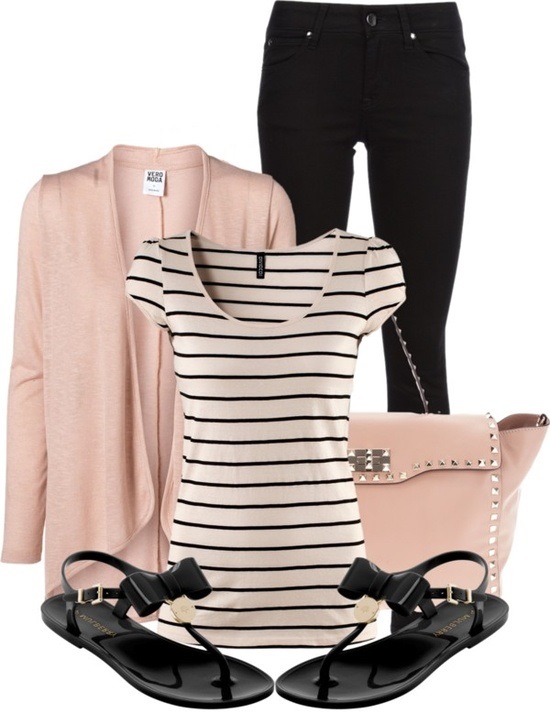 Spring Polyvore Combinations in Baby Pink: Cool Stripes