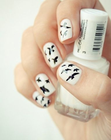 White Nails with Birds