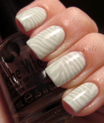 White Nails with Zebra Print