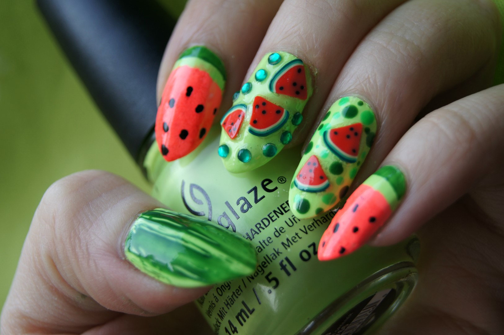 3D Watermelon Nail Art