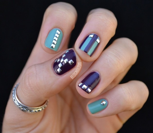 Black and Blue Studded Nails