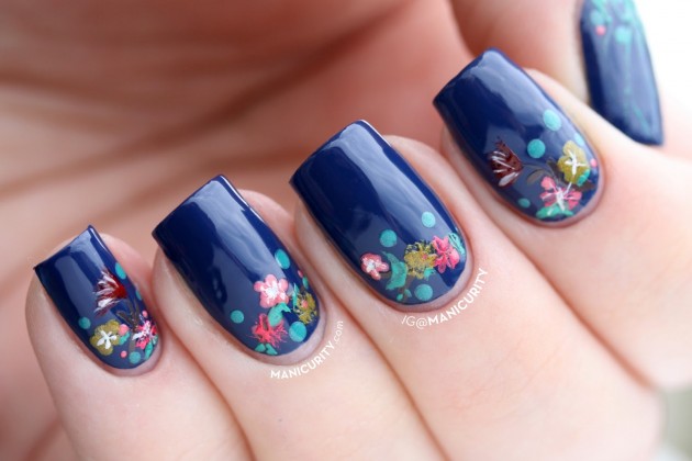 Blue Flower Nail Designs