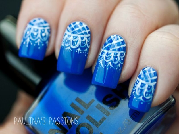 Blue Lace Nail Art Idea