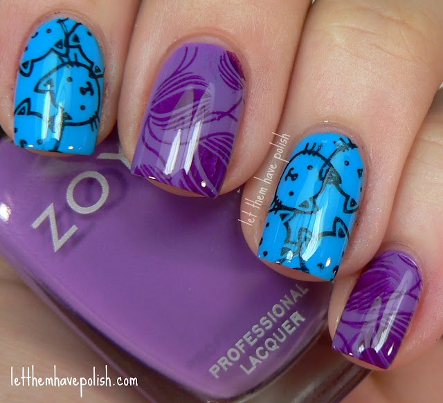 Blue and Purple Nails