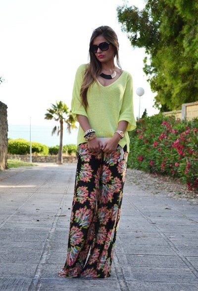 Casual Outfit Idea with Floral Loose Pants