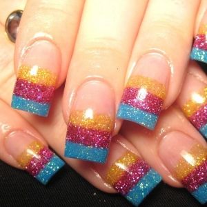 Color Block Nails with Glitter