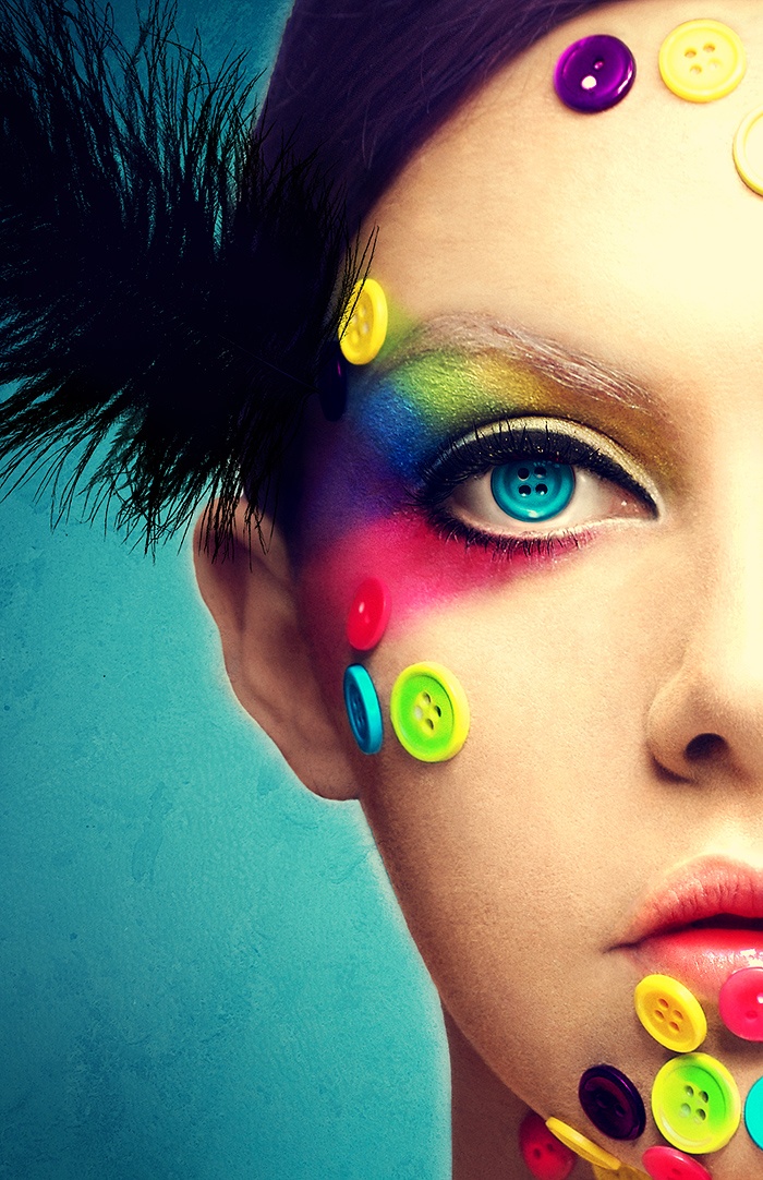 Colorful Button Makeup Idea
