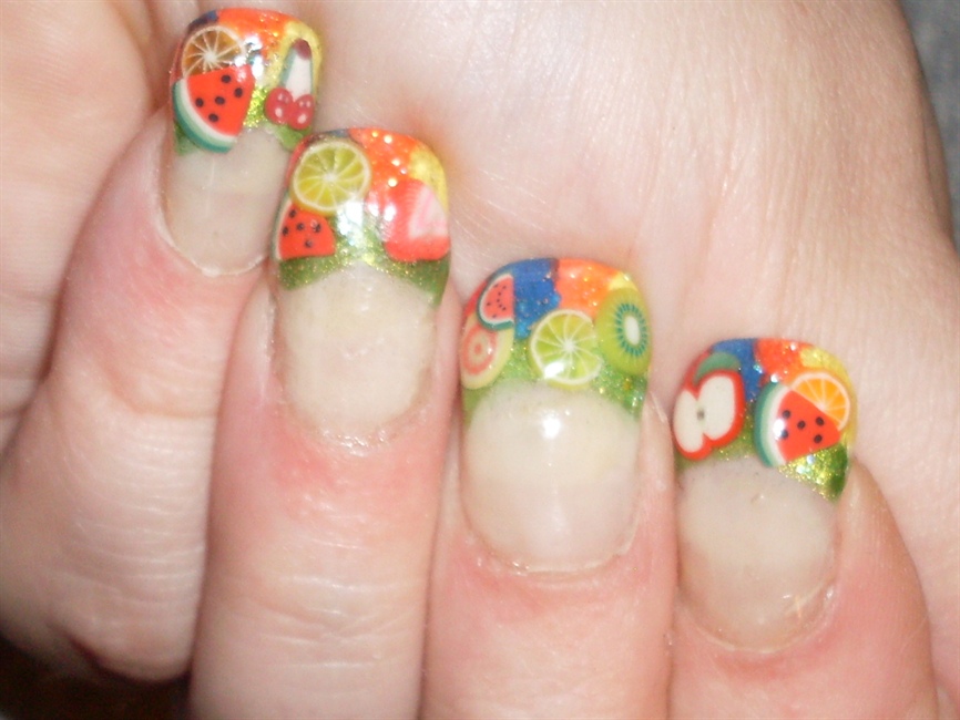 Colorful Print for Summer Fruit Nail Designs