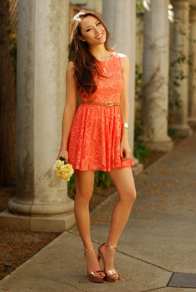 Coral Outfit Ideas - Coral Dress