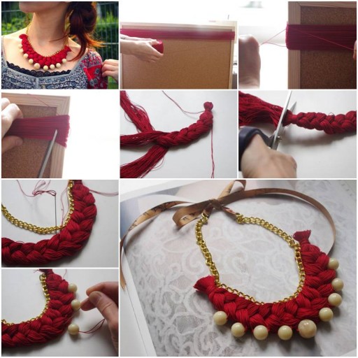 DIY Braided Gold Pearl Necklace