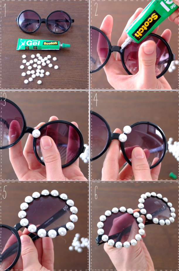 DIY Embellished Sunglasses With Pearls