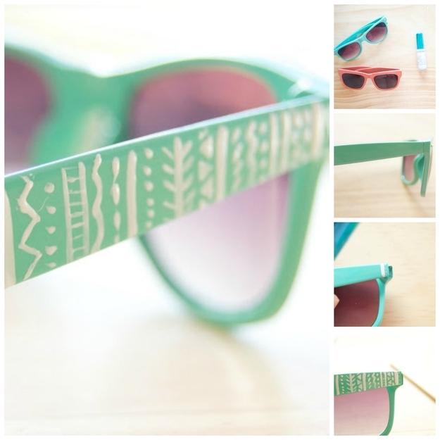 DIY Embellished Sunglasses With Prints