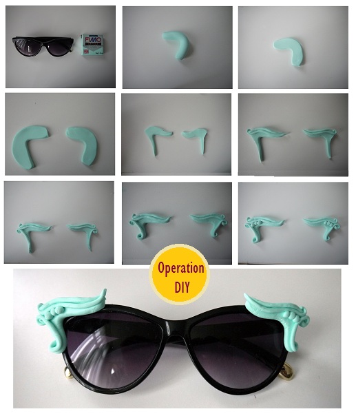 DIY Embellished Sunglasses With Wings