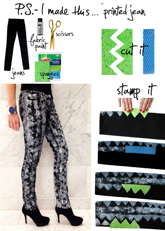DIY Printed Jeans With Fabric Paint