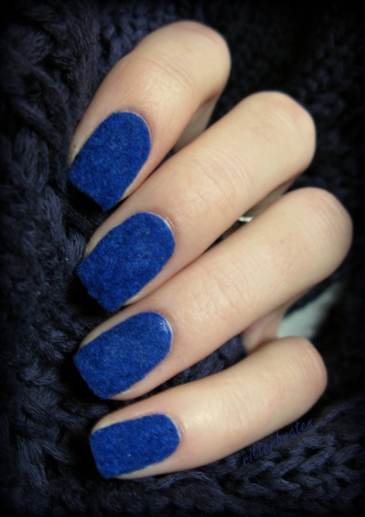 Deep Blue Velvet Nails