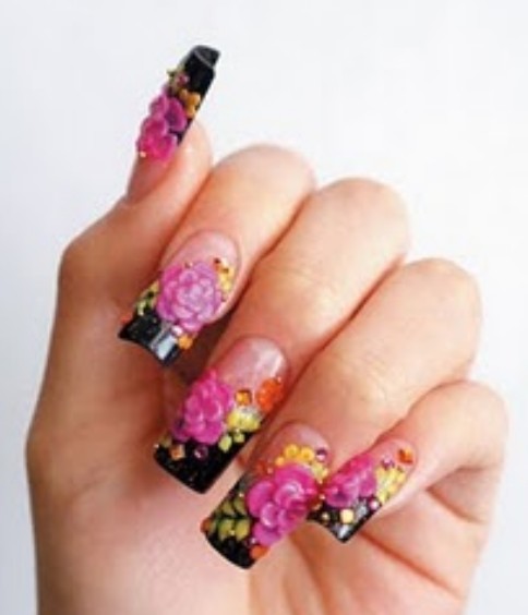 Floral 3D Nails