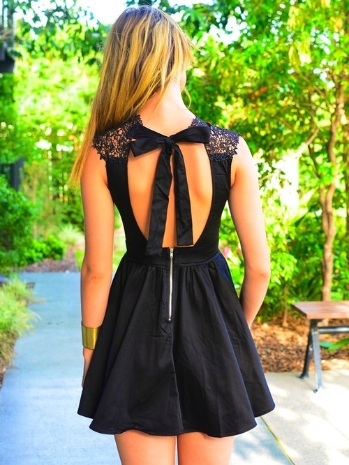 Little Black Dress with Bow Ties
