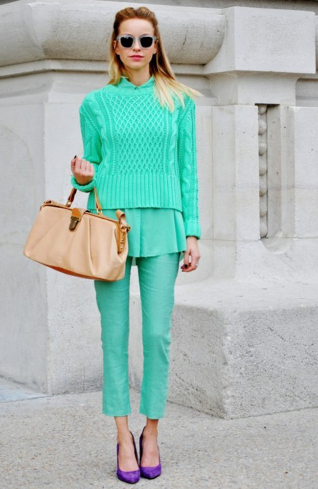 MONOCHROMATIC OUTFIT IDEAS - Mint Sweater