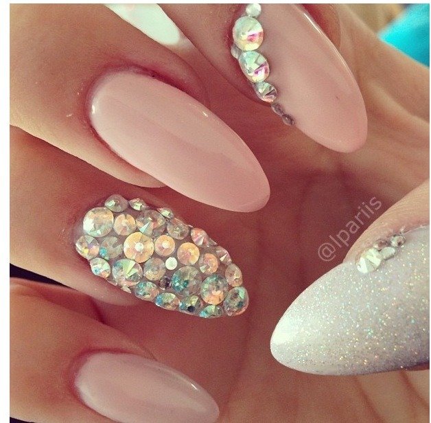 Nude Nails With Diamonds