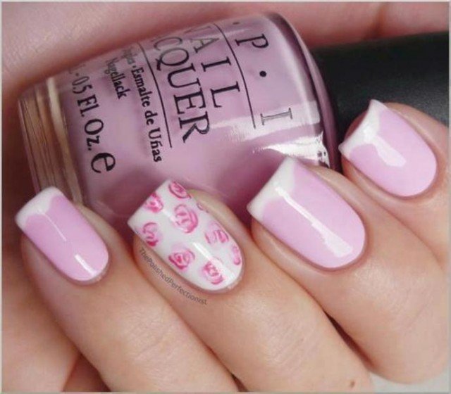 Nude Nails With Flowers