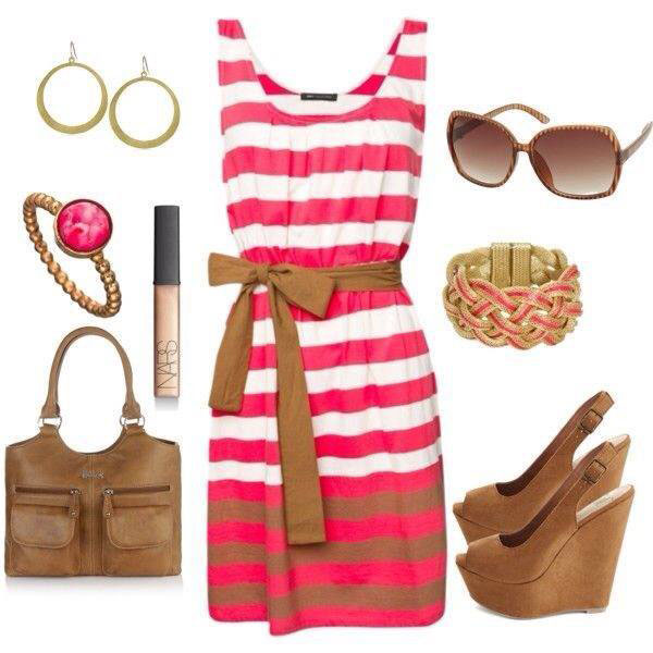 Pink Stripe Dress Outfit Idea for Summer