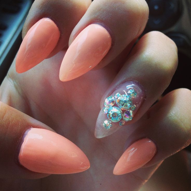 Pink and Crystal Nails