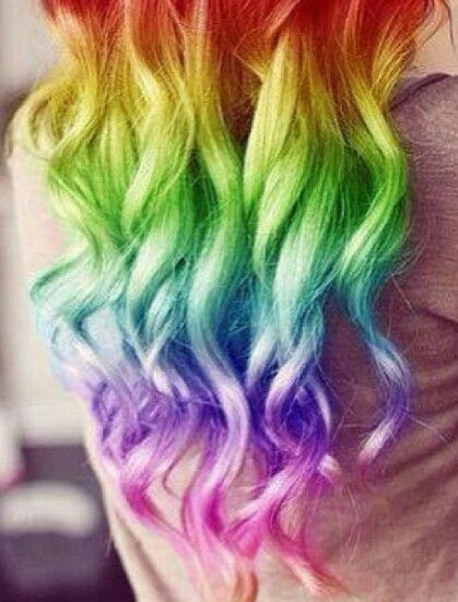 Pretty Ombre Rainbow Hairstyle for Curly Hair