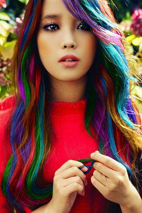 Pretty Rainbow Hair Idea